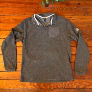 Adidas Mens Medium Charcoal Quarter Zip Pullover Sweater Golf Fleece